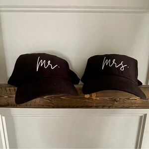 black mr & mrs baseball caps